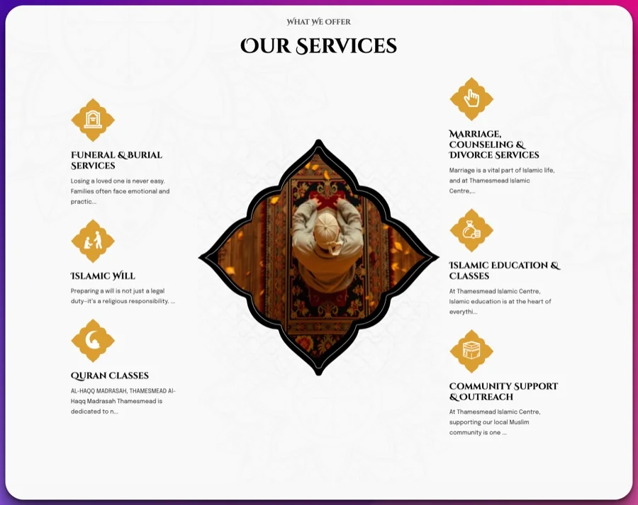 Thamesmead Islamic Centre website page