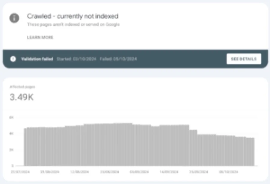 Google Search Console crawl and indexing report